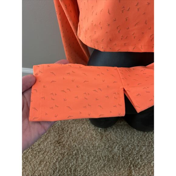 Oiselle Womens Small Long Sleeve Orange Reflective Firecracker Running Crop Top - Picture 4 of 11
